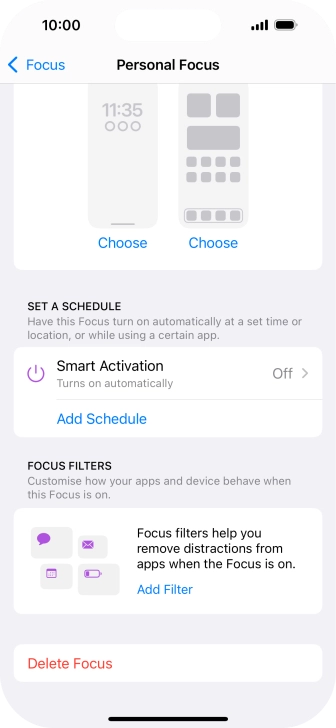 Press the required setting below 