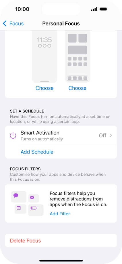 Press the required setting below 