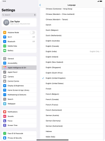 Press the required language.
