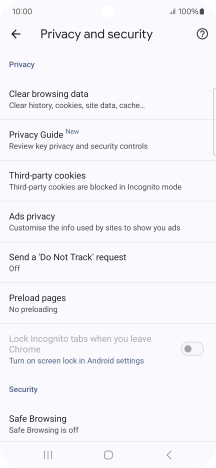 Press Clear browsing data.