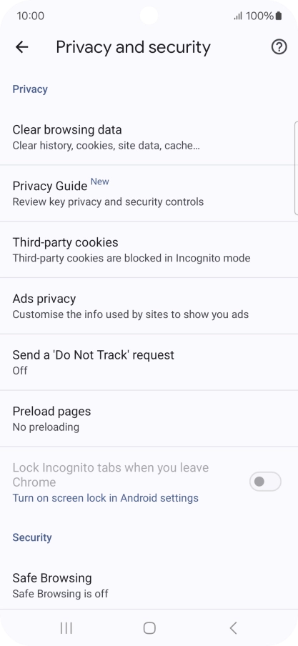 Press Clear browsing data.