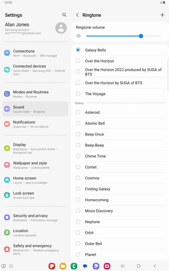 Press the required ring tones to hear them.