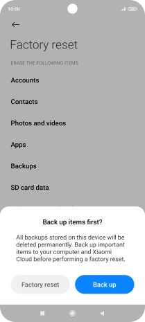 Press Factory reset.