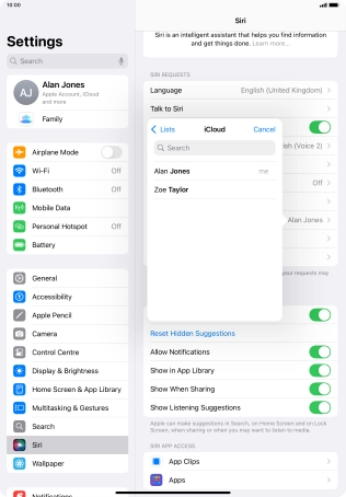 Press the required contact. Press the required contact.