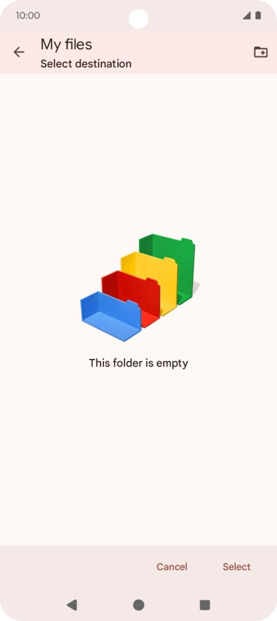 To create a new folder, press the new folder icon and follow the instructions on the screen to create a new folder.