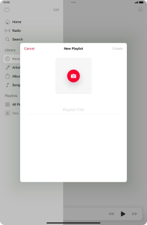 Press the text input field and key in a name for the playlist.