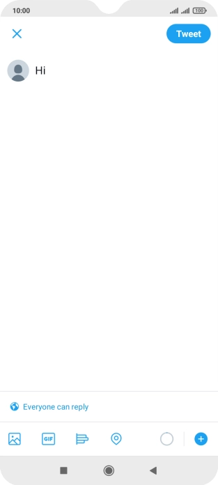 Write the required text and press Tweet.