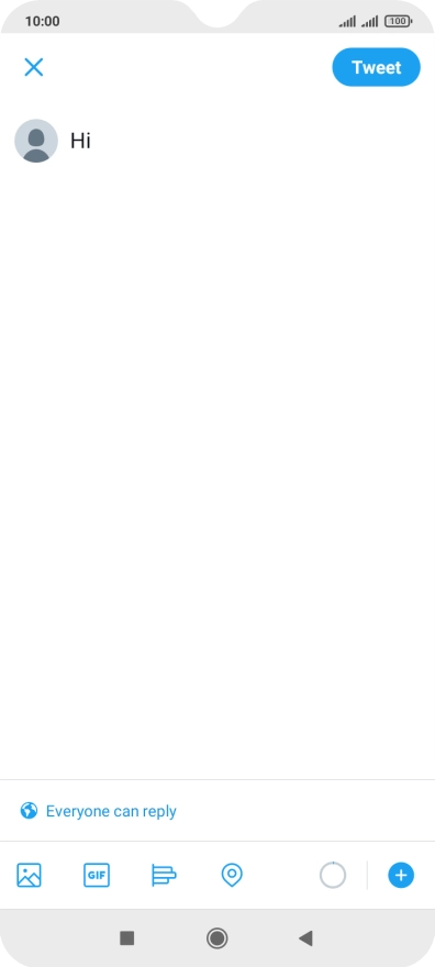 Write the required text and press Tweet.