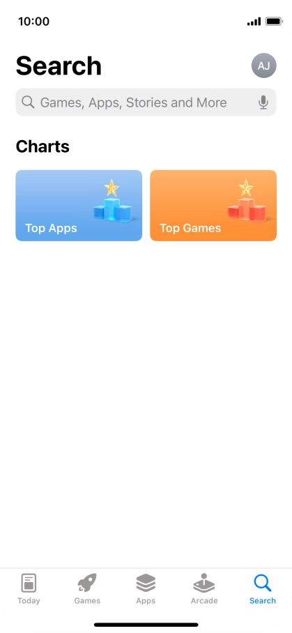 Press the search field and key in the name or subject of the required app.
