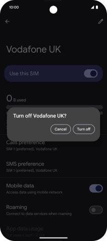If you turn off use of the price plan, press Turn off.