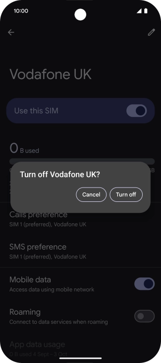 If you turn off use of the price plan, press Turn off.