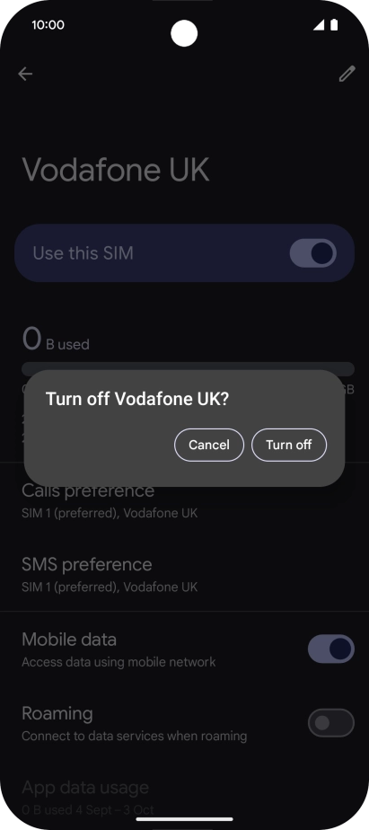 If you turn off use of the price plan, press Turn off.