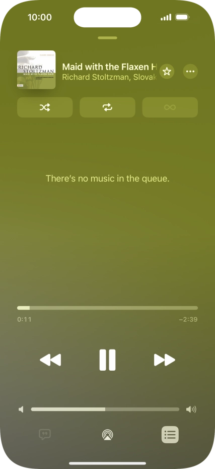 Press the shuffle icon to turn the function on or off.