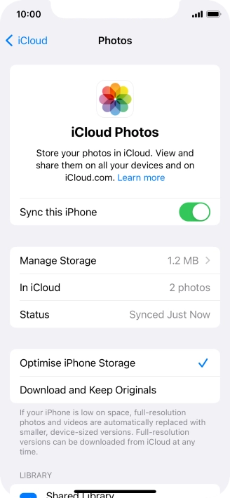 Press the indicator next to 