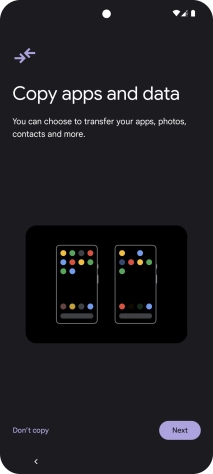When this screen is displayed, your phone is ready to restore content from a Google One backup.