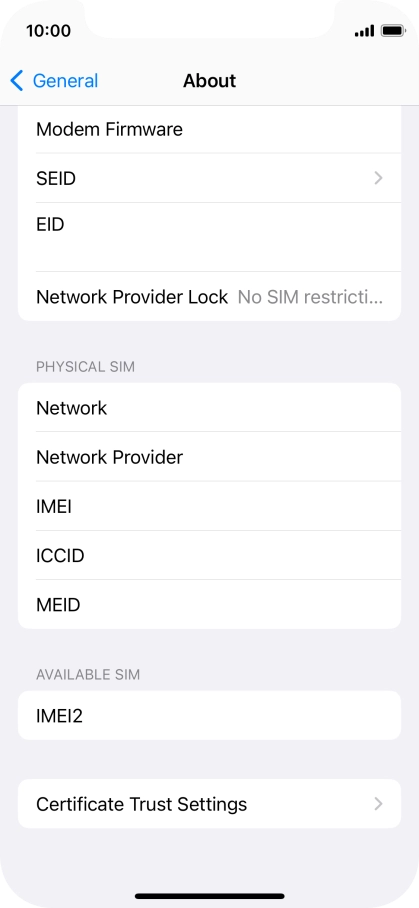 The Network Provider Lock status is displayed next to Network Provider Lock.