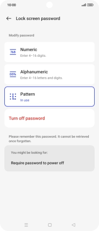 Press Turn off password.