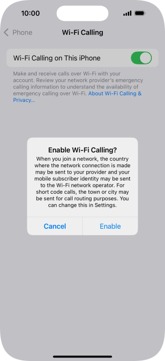 If you turn on the function, press Enable.