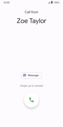Press and drag the accept call icon upwards. Press and drag the accept call icon upwards.
