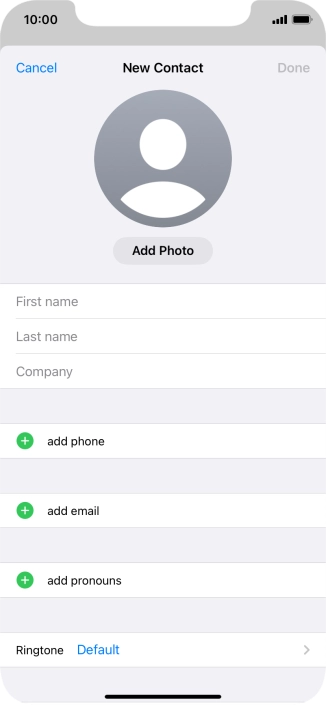 Press First name and key in the first name.