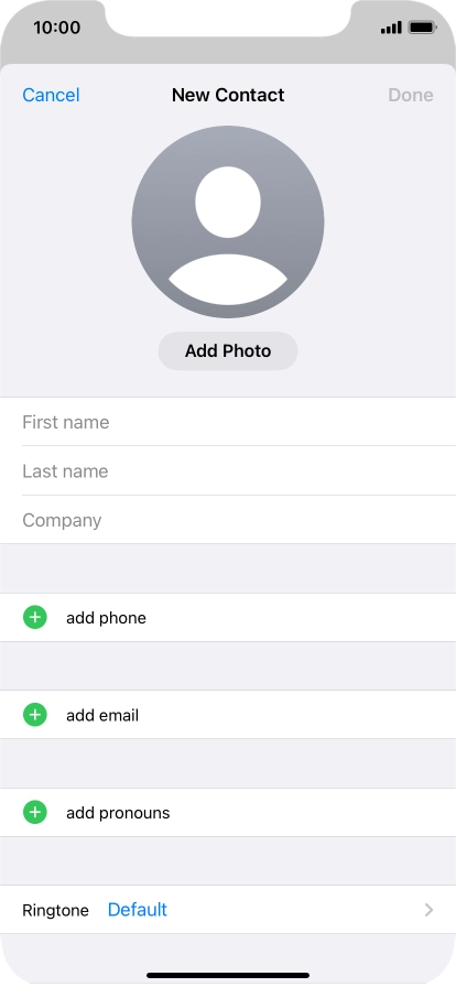 Press First name and key in the first name.