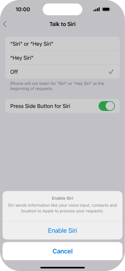 Press Enable Siri.