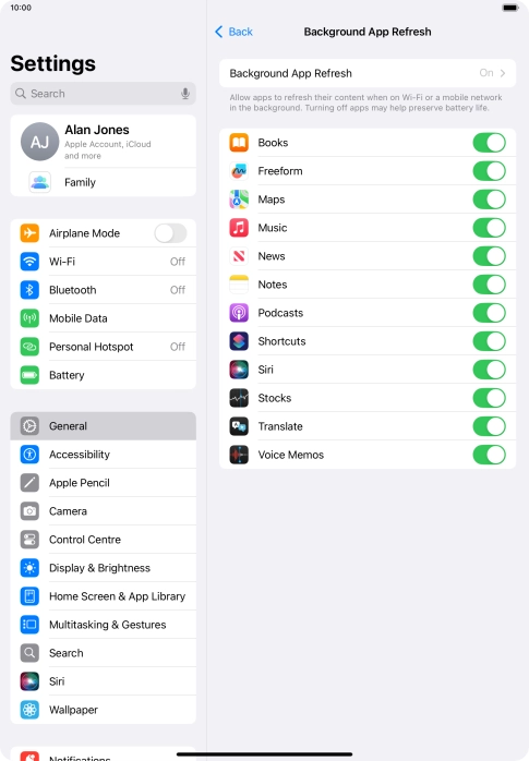 Press Background App Refresh.