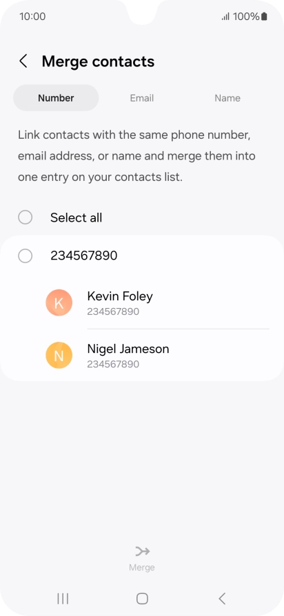 Press the field next to the required number.