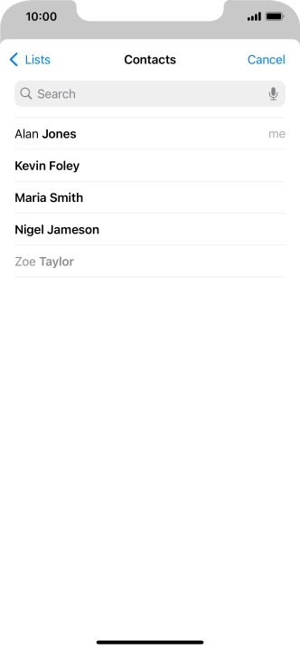 Press the required contact.