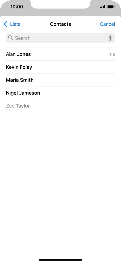 Press the required contact.