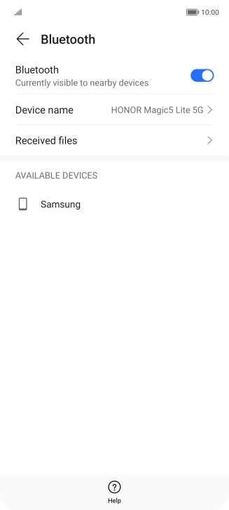 Press the required Bluetooth device and follow the instructions on the screen to pair the device with your phone.