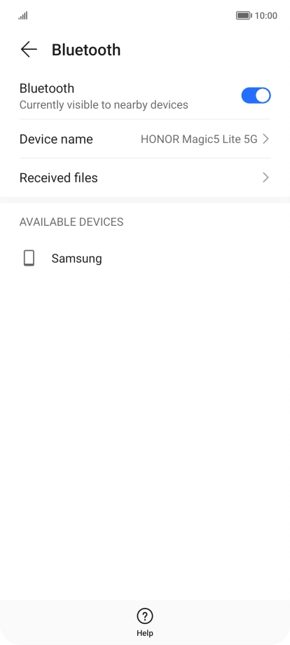 Press the required Bluetooth device and follow the instructions on the screen to pair the device with your phone.