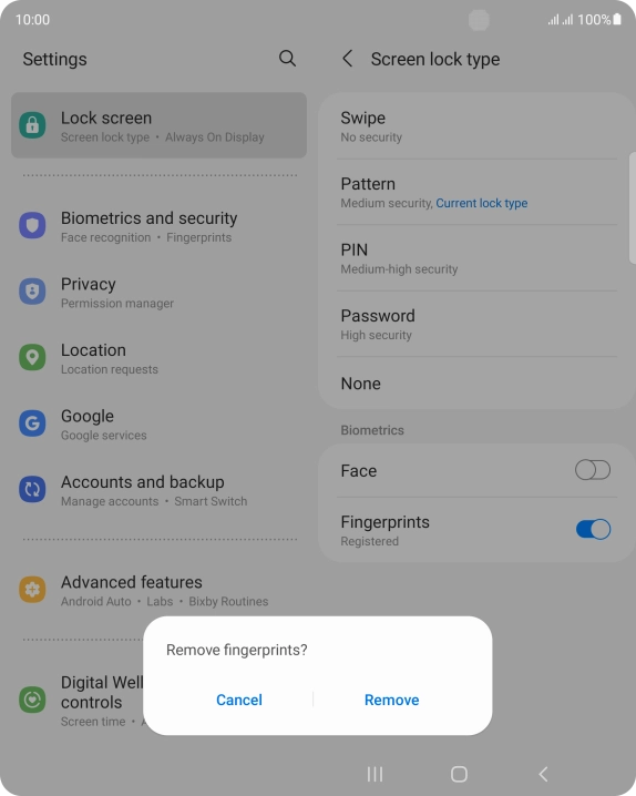 Press Remove. Press Remove.