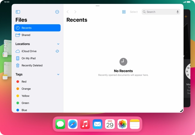 To open a non-visible running application, press the menu icon.