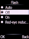 Select the required setting and press the Left selection key.