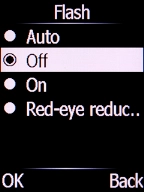 Select the required setting and press the Left selection key. Select the required setting and press the Left selection key.