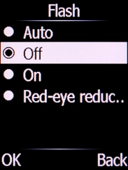 Select the required setting and press the Left selection key. Select the required setting and press the Left selection key.