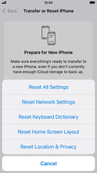 Press Reset All Settings.
