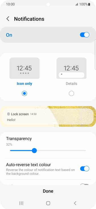 Press the required settings to turn them on or off.