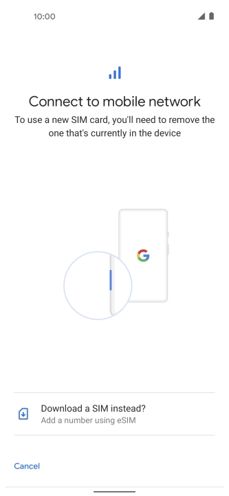 Press Download a SIM instead?.