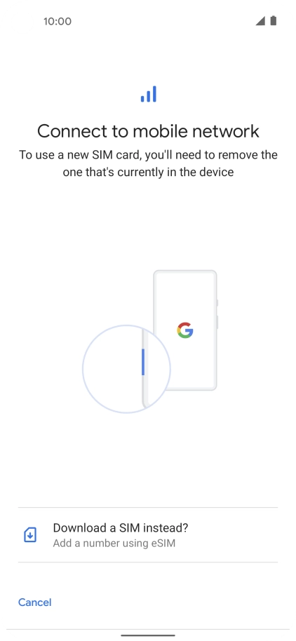 Press Download a SIM instead?.