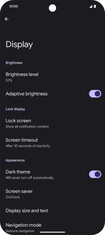 Press Screen timeout.