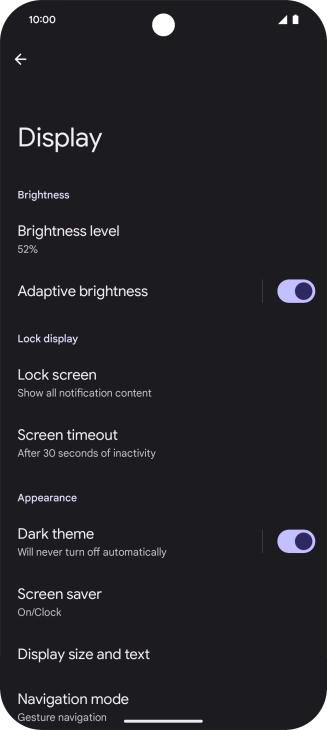 Press Screen timeout.