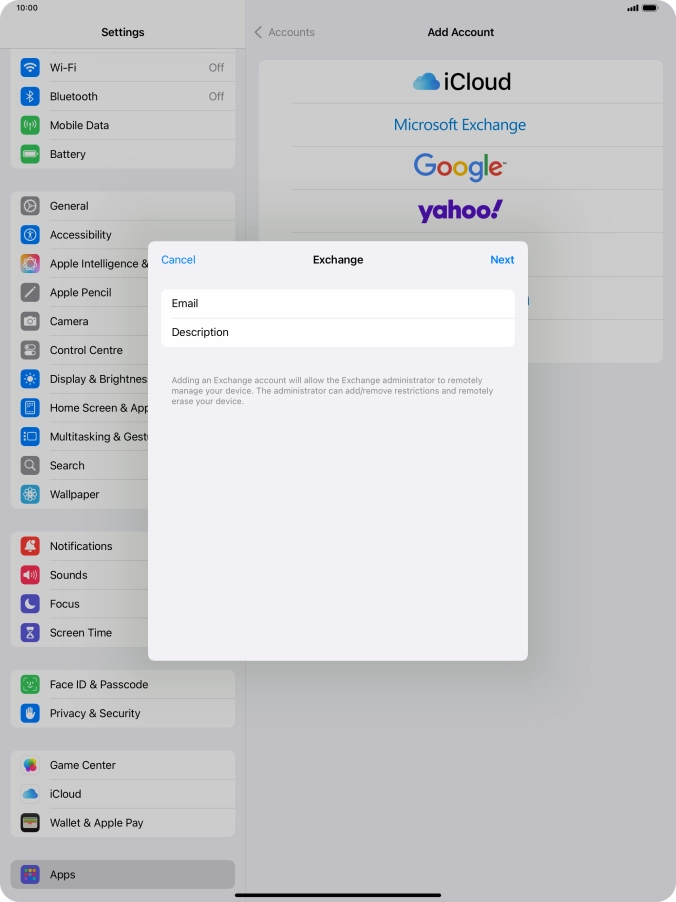 Press Description and key in the required name. Press Description and key in the required name.