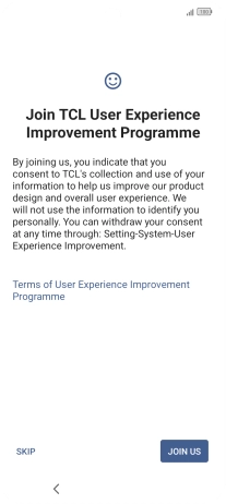 Press the required setting.