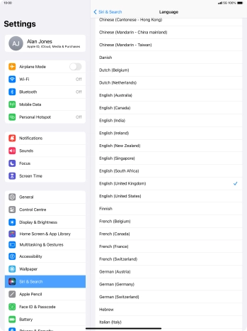 Press the required language.