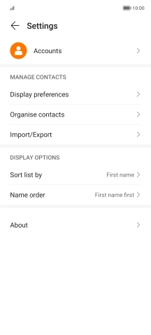 Press Organise contacts.