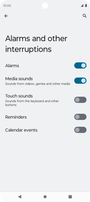 Press the indicators next to the required settings to turn sound for the selected functions on or off. Press the indicators next to the required settings to turn sound for the selected functions on or off.