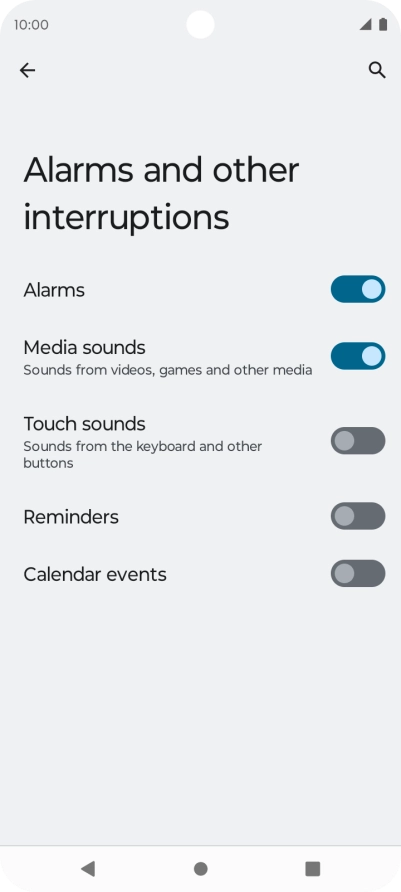 Press the indicators next to the required settings to turn sound for the selected functions on or off. Press the indicators next to the required settings to turn sound for the selected functions on or off.