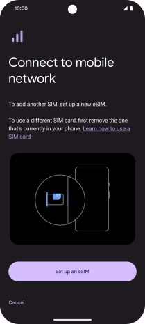 Press Setup an eSIM. Press Setup an eSIM.